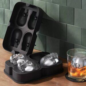 Threshold Halloween Skulls Silicone Ice Cube Tray Molds Black 4 openings NIP